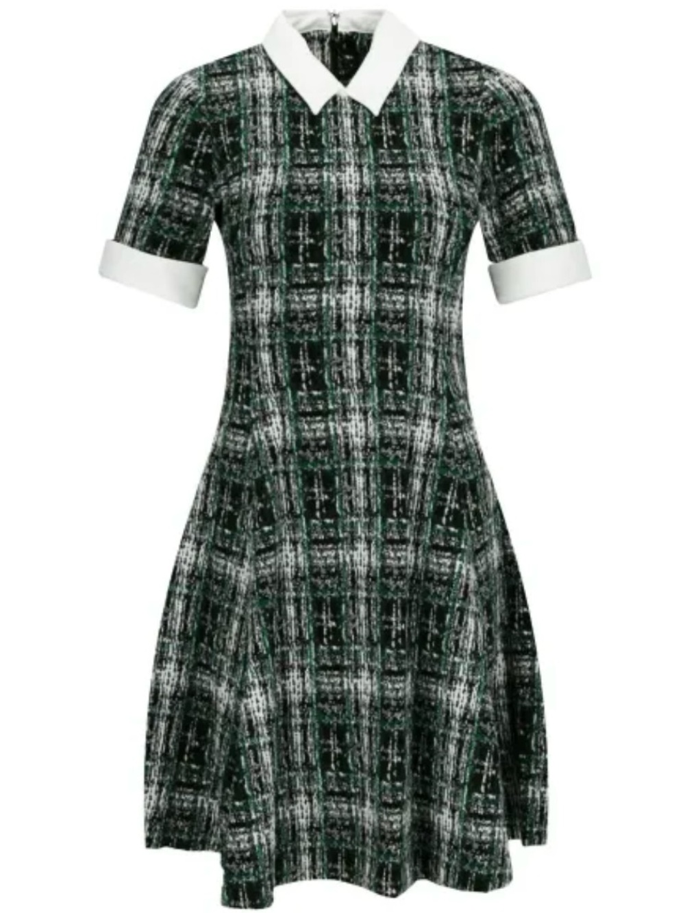 DKNY Black,‎ Green & White Plaid Tweed Mini Dress - Picture 9 of 9